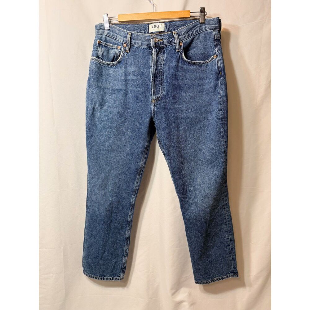 AGOLDE Riley High Rise Straight Crop Jeans Size 30 Medium Wash Organic Cotton